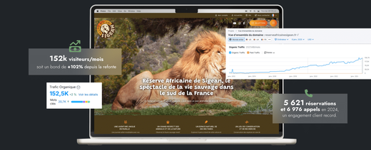 Un ordi montre le site Réserve Africaine Sigean.