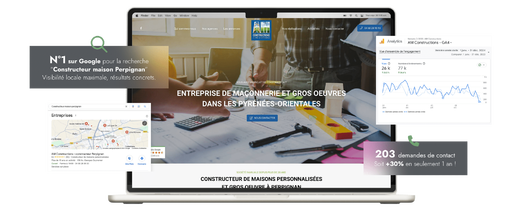 AM Construction a fait +30% de demandes de contact grâce à Nematis, agence web spécialisée dans la création de site web à Perpignan