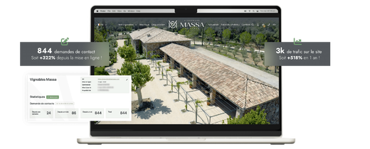 +322% de demandes de contact depuis la refonte du site des Vignobles Massa par Nematis, l'agence web à Nice.